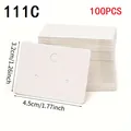 Pack of 100 white rectangular earring display cards with hanging holes for small business - Small Rectangular Style (111C)