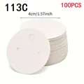 100 pieces 4cm white circular cardboard earring display cards for jewelry packaging - Round Style (113C)