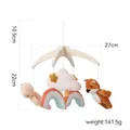 Handcrafted wooden baby crib mobile with plush fox rainbow and cloud hanging toys - Crystal Velvet Fox