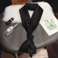 Elegant 2-meter long black satin scarf ribbon accessory for dresses or hair styling use - 145*14cm / Black