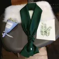 Elegant 2m emerald green solid satin silk scarf ribbon for hair bags and dresses - 145*14cm / Green