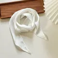 Elegant 2-meter pure white silk scarf with a glossy satin finish for multiple uses - 140*14cm / Single Layer White