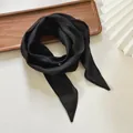 Elegant 2m long solid black silk scarf, French style necktie for dresses and bags - 140*14cm / Single Layer Black