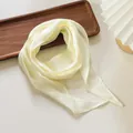 Elegant 2m cream white solid color silk scarf for hair band or bag handle ribbon - 140*14cm / Single Layer Beige