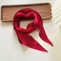 Elegant 2-meter extra long red solid color silk scarf, versatile for hair or bag decoration - 140*14cm / Single Layer Wine Red
