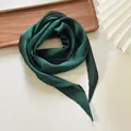 Elegant 2-meter dark green solid color silk scarf for hair, neck, and bag handle accessory - 140*14cm / Single Layer Green