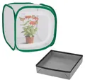 Macro view of the breathable mesh and sturdy base tray of this insect habitat cage - With Tray Style / 30x30x30 (With Tray) / Green