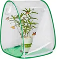 Transparent foldable 360-degree butterfly observation cage with green trim and mesh - Trapezoidal Style / Trapezoid Butterfly Cage / Green