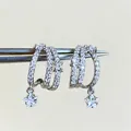 Prachtige zilveren ster oorringen met micro-kristallen voor een luxe modieuze look - Ster Stijl (12027) / Zilver