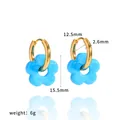 Orecchini a cerchio in acciaio inossidabile con fiore blu per donna, stile dopamina - Orecchini a Cerchio con Fiore Blu (TE60296-BL)