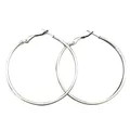 Large silver hoop earrings crafted from 304 titanium steel for a bold fashion look. - Steel-colored 2*40mm Outer Diameter Solid