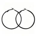 Fashionable 304 titanium steel large round hoop earrings with a sleek matte black finish - Black 2*30mm Outer Diameter Solid