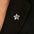 Elegant silver five-pointed star metal pin badge with i tried engraving for clothes - Silver Matte Star "i tried" Style (N-361)