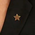 Gold star brooch pin with 'i tried' engraved design on black suit lapel - Gold Star "i tried" Style (G-597)