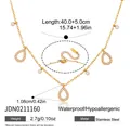 Detailweergave van vergulde roestvrijstalen ketting met strass-druppelhangers en kristal - Waterdruppel Stijl (JDN0211160)