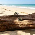 Unique snail shaped stud earrings with golden shell for beach themed summer wear - Silver Snail Style (X598)