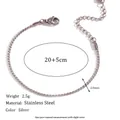 Bracciale cavigliera a catena a S in acciaio inossidabile argento regolabile - Cavigliera in Argento da 1.8mm (20+5cm)