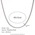 Minimalist silver stainless steel twisted rope chain necklace with 40+5cm adjustable length - 1.8mm Silver Necklace (40+5cm)