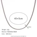 Minimalist 2.0mm stainless steel chain necklace with 18K silver plating, 45+5cm - 1.8mm Silver Necklace (45+5cm)