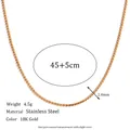18K gold plated stainless steel S-chain necklace, 2.0mm width and 45+5cm length - 1.8mm Gold Necklace (45+5cm)