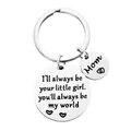 Porte-clés Maman en acier inoxydable argenté avec un message d'affection gravé - Style de plaque ronde message émotionnel pour maman (JR37)