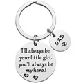 Porte-clés en acier inoxydable pour papa avec gravure I'll always be your little girl - Style de plaque ronde message émotionnel pour papa (JR32)