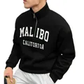 Felpa vintage da uomo con mezza zip, vestibilità ampia e collo a lupetto in nero - S / Nero