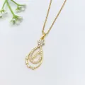 Elegante collana con ciondolo 'mama' a goccia in oro con zirconi brillanti per donna - Stile Goccia d'Acqua Svuotata a Doppio Strato (XL1200-366)