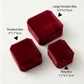 Hochwertige burgunderrote Samt-Schmuckschatullen für Ringe und Ketten in drei verschiedenen Größen - Ringbox / 7.5x6.2x5cm / Burgunderrot
