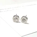 Exquisite silver screw back stud earrings with crystal center and Roman numerals - 8mm Roman Numeral Stud (Single) / Steel