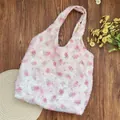 Large capacity lace floral tote bag featuring a soft fuzzy texture and pink rose pattern - Spring Pink Rose / Vest Style
