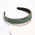 Elegant emerald green marquise rhinestone Baroque headband vintage hair accessory for women - Green Leaf Headband