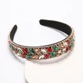 Vintage baroque headband with multi-colored marquise rhinestones on a fabric band. - Multicolor Leaf Headband