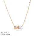 Elegant gold titanium steel necklace with baguette and round cubic zirconia pendant - Geometric Crystal Language (XKN0293)