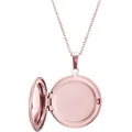Vue détaillée du pendentif médaillon rond ouvert en acier inoxydable doré rose - Or rose