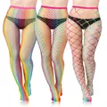 Stunning rainbow gradient fishnet stockings with three different mesh sizes, high elasticity - Plus Size (45-80kg) / Small Mesh Rainbow Style