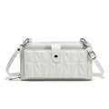 Elegante weiße Multifunktions-Handytasche aus Leder mit gestepptem Design-Detail - Rosa