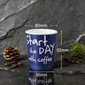 8oz blue disposable hollow paper coffee cup showing dimensions approx 300ml capacity - Euro 8 (Double Blue Hollow Cup Approx 300ml)