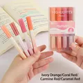 Aesthetic set of 4 soft gradient highlighters in ivory, coral, carmine, and caramel - Peach Cream / 4 Pcs/Box