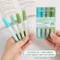Set of 4 soft gradient green and blue highlighters for journaling and marking - Mung Bean Smoothie / 4 Pcs/Box