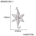 Silver stainless steel snowflake zircon DIY pendant connector with size specifications - Stainless Steel Flower Connector with White Stones (BP0000130A-1)
