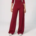 High-waisted brushed wide-leg yoga pants for women in a deep wine red sports finish - S / Cherry Red