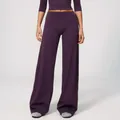 Women's high-waisted wide-leg yoga pants in deep purple brushed performance fabric - Dark Purple [new] New Color / S