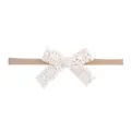 Soft elastic nylon baby headband featuring a delicate white lace bow detail in beige - 白色镂空蕾丝蝴蝶结款(47)