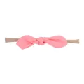 Soft pink bow baby headband with stretchable elastic nylon band for newborn toddlers - 粉红色布艺蝴蝶结款(48)