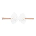 Soft nylon baby headband featuring a delicate white lace bow accessory for infants - 白色镂空花卉蕾丝蝴蝶结款(21)