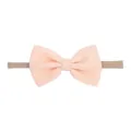 Soft peach waffle knit bow headband with elastic nylon band for infants and babies - 浅桃色华夫格蝴蝶结款(53)