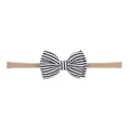 Soft stretchy nylon baby headband featuring a classic black and white striped fabric bow - 黑白横条纹蝴蝶结款(27)