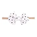Soft nylon baby headband with a white and black polka dot fabric bow for toddlers - 白色黑波点布艺蝴蝶结款(14)