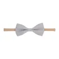 Grey bow tie baby headband with delicate white pattern and soft nude nylon band - 灰色十字星碎花蝴蝶结款(24)